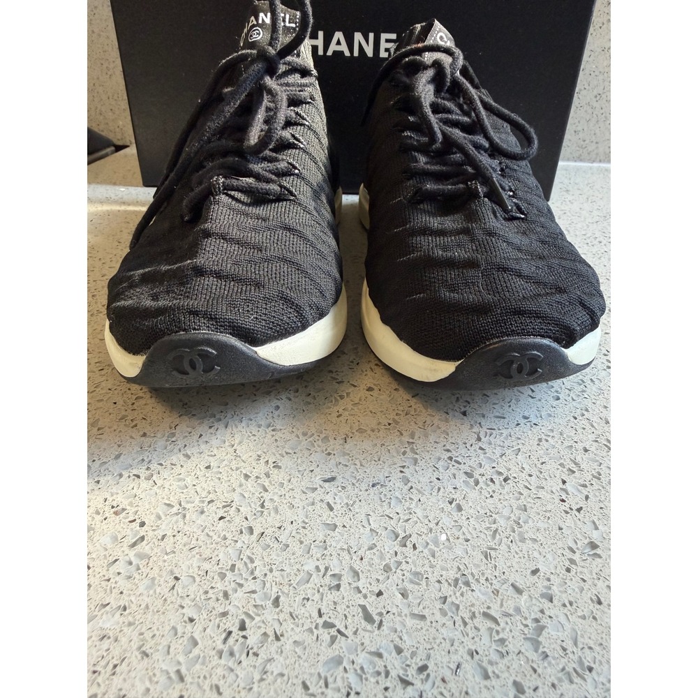 Chanel Sneakers Black Knit Size 40 - Picture 5 of 10